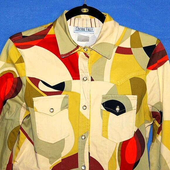 Vintage Central Falls Abstract Print Shirt - Women's Size M - Made in USA - Picture 4 of 10